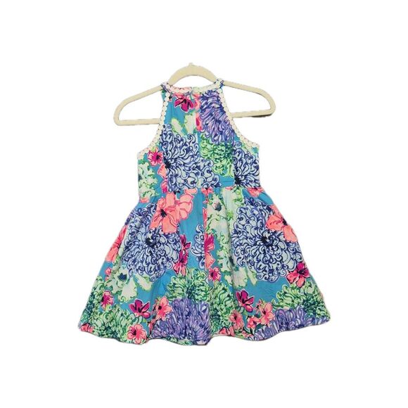 Lilly Pulitzer Girls Little Kinley Special Delivery Lace Blue Pink Dress 12 - Picture 5 of 9